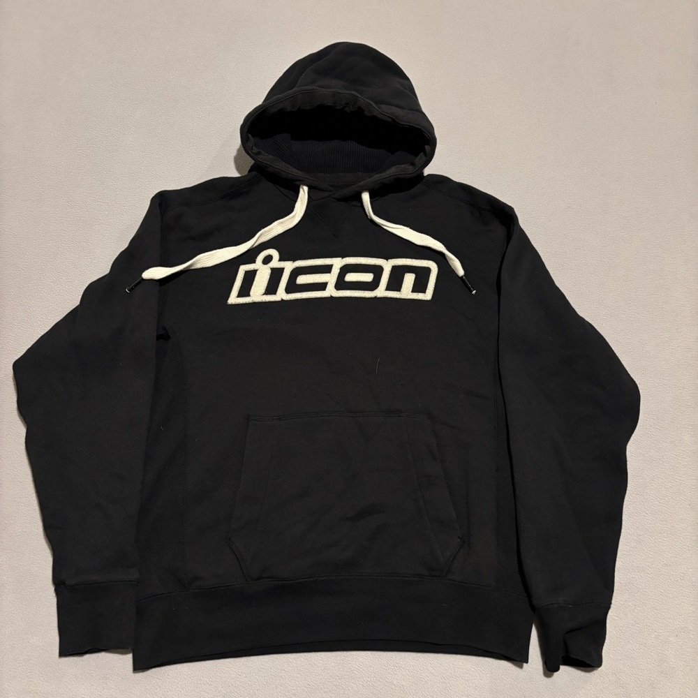 Icon Motorsports Pullover Hoodie Size Medium Embroidered‎ Logo Biker Y2K Grunge